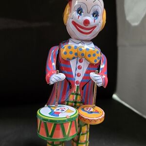 Striped Clown Drummer Toy with Drums